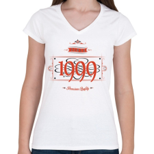 PRINTFASHION since-1999-red-black - Női V-nyakú póló - Fehér női póló