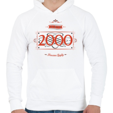 PRINTFASHION since-2000-red-black - Férfi kapucnis pulóver - Fehér férfi pulóver, kardigán