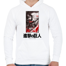 PRINTFASHION Singeki no kjodzsin - Férfi kapucnis pulóver - Fehér