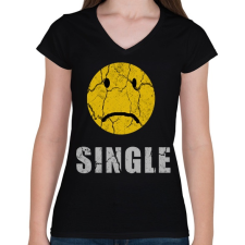 PRINTFASHION SINGLE - Női V-nyakú póló - Fekete női póló