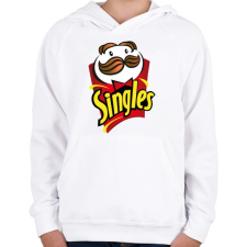 PRINTFASHION Singles - szinglik - Pringles paródia - Gyerek kapucnis pulóver - Fehér gyerek pulóver, kardigán