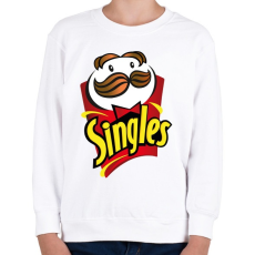 PRINTFASHION Singles - szinglik - Pringles paródia - Gyerek pulóver - Fehér