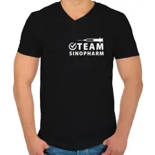 PRINTFASHION Sinopharm Team - Férfi V-nyakú póló - Fekete férfi póló