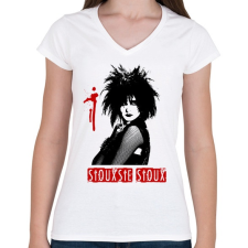 PRINTFASHION Siouxsie Sioux - Női V-nyakú póló - Fehér női póló