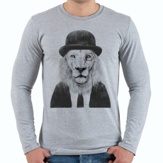 PRINTFASHION Sir lion - Férfi hosszú ujjú póló - Sport szürke