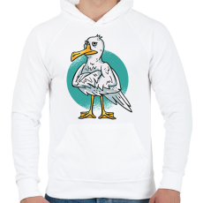 PRINTFASHION Sirály - Férfi kapucnis pulóver - Fehér