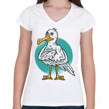 PRINTFASHION Sirály - Női V-nyakú póló - Fehér női póló