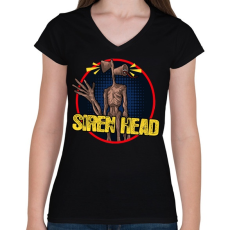 PRINTFASHION Siren head - Női V-nyakú póló - Fekete