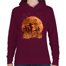 PRINTFASHION Sírok a holdfényben - Női kapucnis pulóver - Bordó női pulóver, kardigán