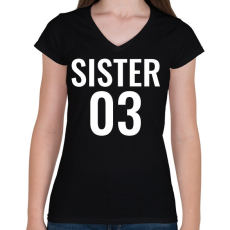 PRINTFASHION SISTER 03 - Női V-nyakú póló - Fekete