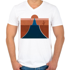 PRINTFASHION Sivatag 4 - Férfi V-nyakú póló - Fehér