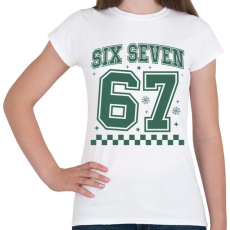 PRINTFASHION six seven 67 zöld - Női póló - Fehér