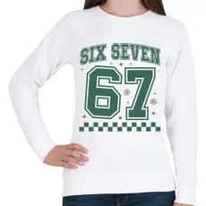 PRINTFASHION six seven 67 zöld - Női pulóver - Fehér