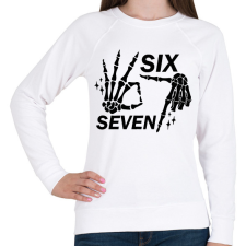 PRINTFASHION six seven kéz - Női pulóver - Fehér női pulóver, kardigán