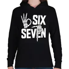PRINTFASHION Six Seven - Női kapucnis pulóver - Fekete női pulóver, kardigán