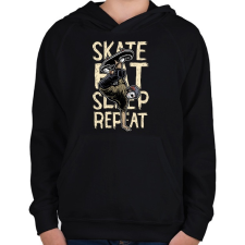 PRINTFASHION Skate Eat Sleep Repeat - Gyerek kapucnis pulóver - Fekete gyerek pulóver, kardigán
