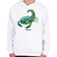 PRINTFASHION Skorpió - Gyerek kapucnis pulóver - Fehér