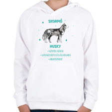 PRINTFASHION Skorpió - Husky - Gyerek kapucnis pulóver - Fehér gyerek pulóver, kardigán