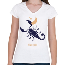 PRINTFASHION Skorpió minta - Női V-nyakú póló - Fehér női póló