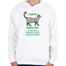 PRINTFASHION Skorpió - Sziámi cica - Gyerek kapucnis pulóver - Fehér gyerek pulóver, kardigán