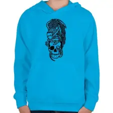 PRINTFASHION Skull&Eagle - Gyerek kapucnis pulóver - Azúrkék gyerek pulóver, kardigán