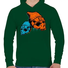 PRINTFASHION Skull - Férfi kapucnis pulóver - Sötétzöld
