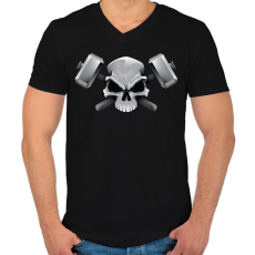 PRINTFASHION Skull Hammer - Férfi V-nyakú póló - Fekete