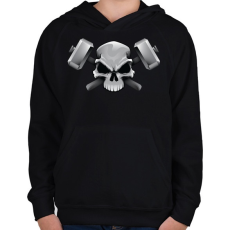 PRINTFASHION Skull Hammer - Gyerek kapucnis pulóver - Fekete