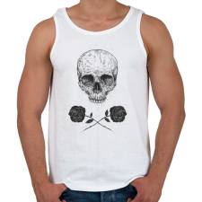 PRINTFASHION Skull N' Roses - Férfi atléta - Fehér atléta, trikó