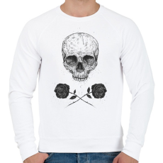 PRINTFASHION Skull N' Roses - Férfi pulóver - Fehér