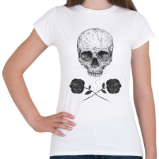 PRINTFASHION Skull N' Roses - Női póló - Fehér női póló
