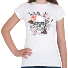 PRINTFASHION Skull with Flowers - Női póló - Fehér