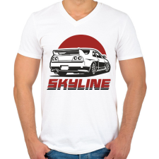 PRINTFASHION Skyline - Férfi V-nyakú póló - Fehér férfi póló