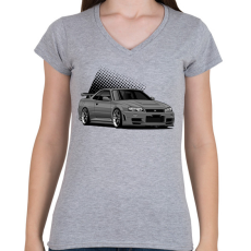 PRINTFASHION skyline - Női V-nyakú póló - Sport szürke