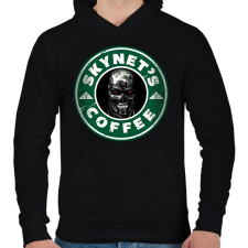 PRINTFASHION Skynet kávé - Férfi kapucnis pulóver - Fekete férfi pulóver, kardigán