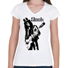 PRINTFASHION slash - Női V-nyakú póló - Fehér
