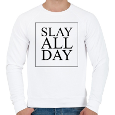 PRINTFASHION SLAY ALL DAY - Férfi pulóver - Fehér férfi pulóver, kardigán