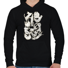 PRINTFASHION Sleeping cat - Férfi kapucnis pulóver - Fekete férfi pulóver, kardigán