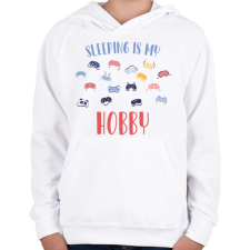 PRINTFASHION Sleeping is my hobby - Gyerek kapucnis pulóver - Fehér gyerek pulóver, kardigán
