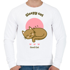 PRINTFASHION sleepycat - Férfi pulóver - Fehér férfi pulóver, kardigán
