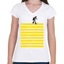 PRINTFASHION Slide on stripes - Női V-nyakú póló - Fehér női póló