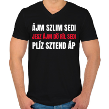 PRINTFASHION SLIM SHADY FONETIKUS - Férfi V-nyakú póló - Fekete férfi póló