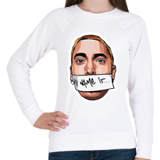 PRINTFASHION Slim Shady - Női pulóver - Fehér női pulóver, kardigán
