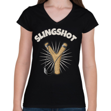 PRINTFASHION SLINGSHOT - Női V-nyakú póló - Fekete női póló