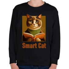 PRINTFASHION smart cat - Gyerek pulóver - Fekete gyerek pulóver, kardigán