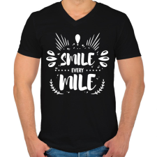 PRINTFASHION Smile every miles - Férfi V-nyakú póló - Fekete férfi póló