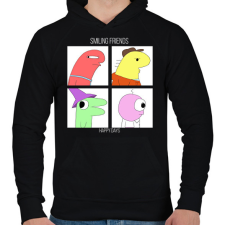 PRINTFASHION Smiling Friends - Férfi kapucnis pulóver - Fekete férfi pulóver, kardigán