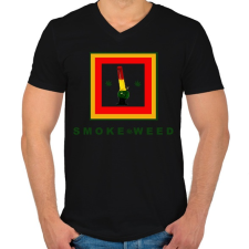PRINTFASHION SMOKE WEED - Férfi V-nyakú póló - Fekete férfi póló