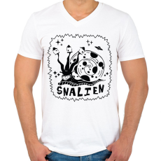 PRINTFASHION Snailen - Férfi V-nyakú póló - Fehér