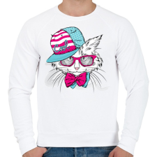 PRINTFASHION Snapback Cat - Férfi pulóver - Fehér férfi pulóver, kardigán